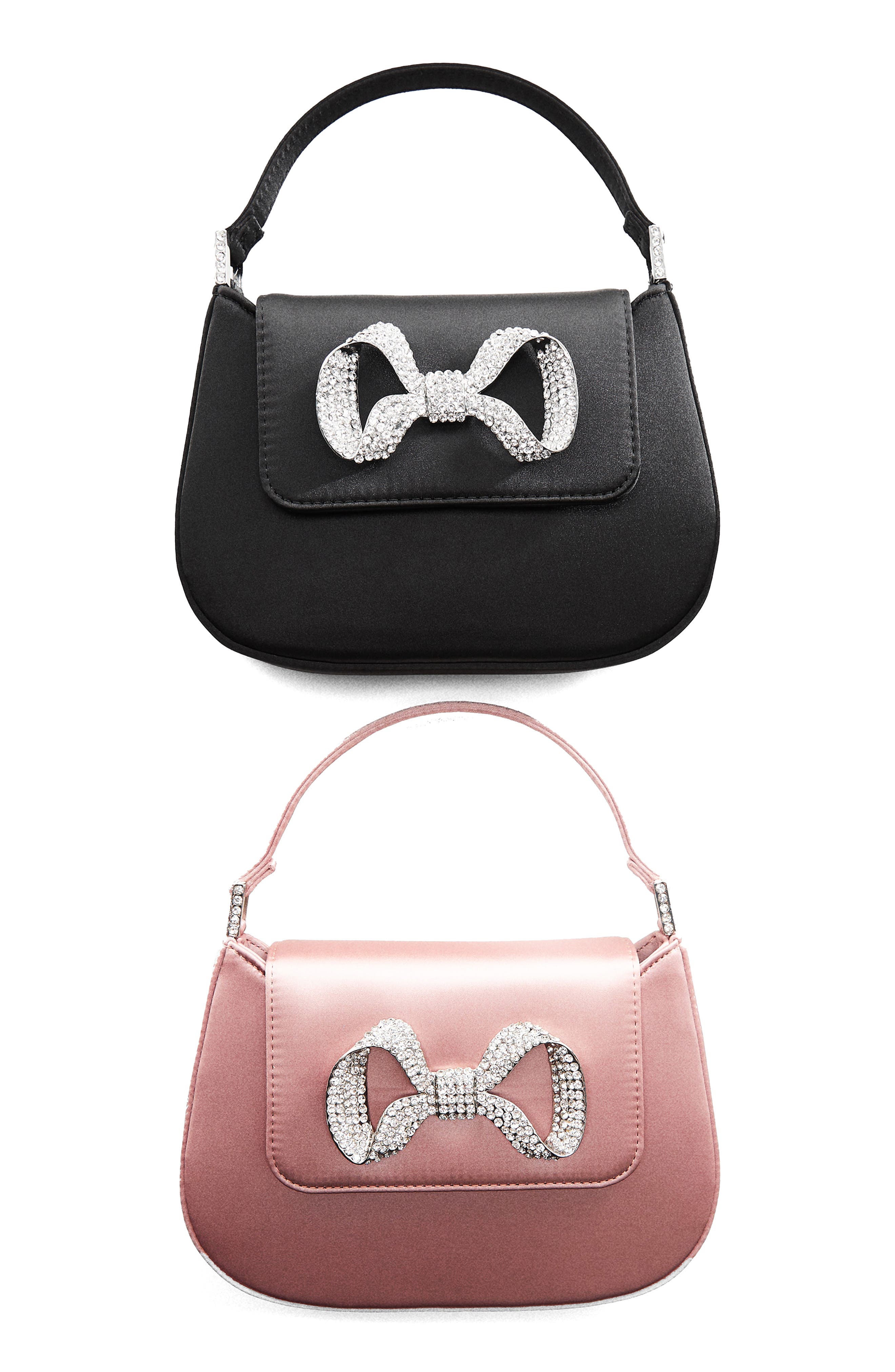 MANGO Rhinestone Bow Top Handle Bag, Alternate, color, 