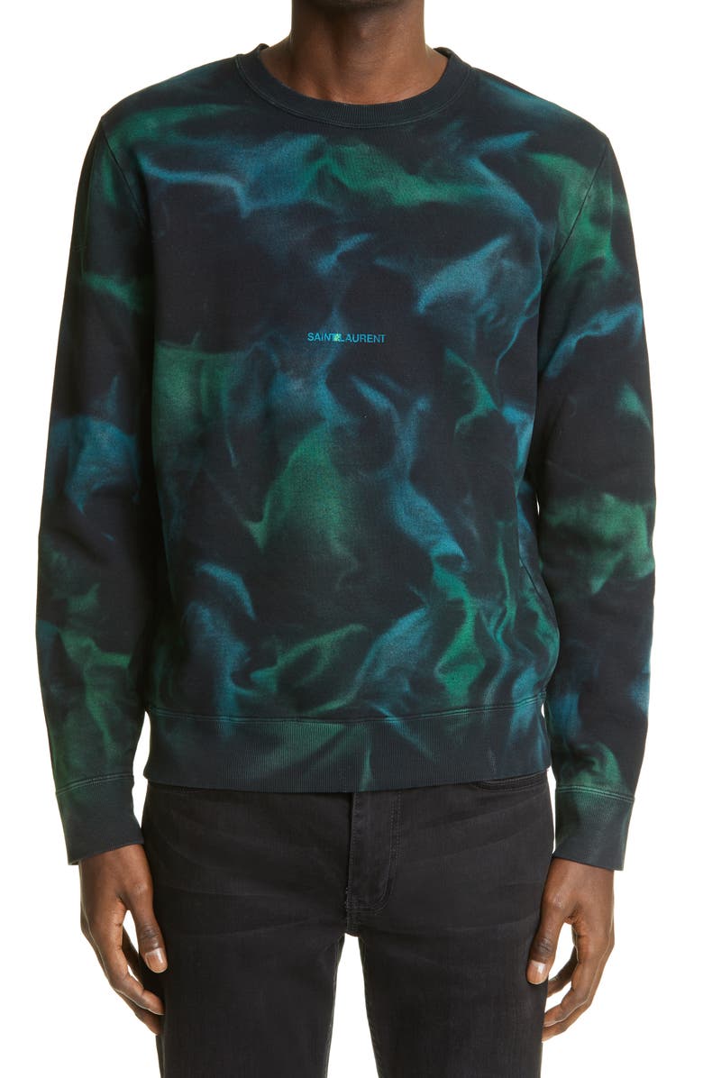 Saint Laurent Men's Tie Dye Logo Sweatshirt, Main, color,