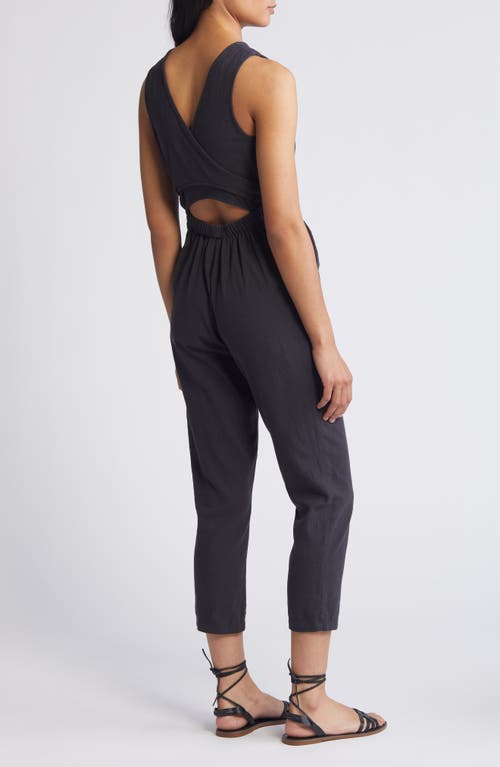 Marine Layer Eloise Belted Sleeveless Jumpsuit In Black