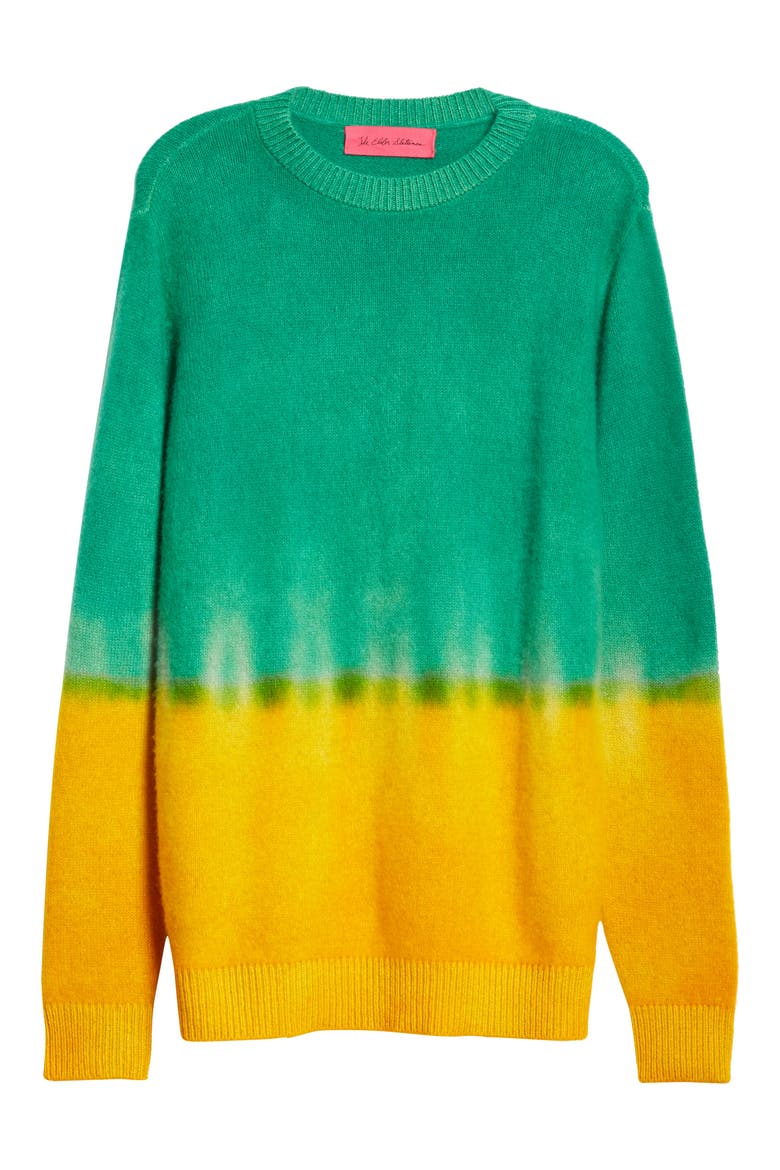 Dip Tie Dye Cashmere Sweater, Alternate, color, WHITE/ TURQUOISE/ YELLOW