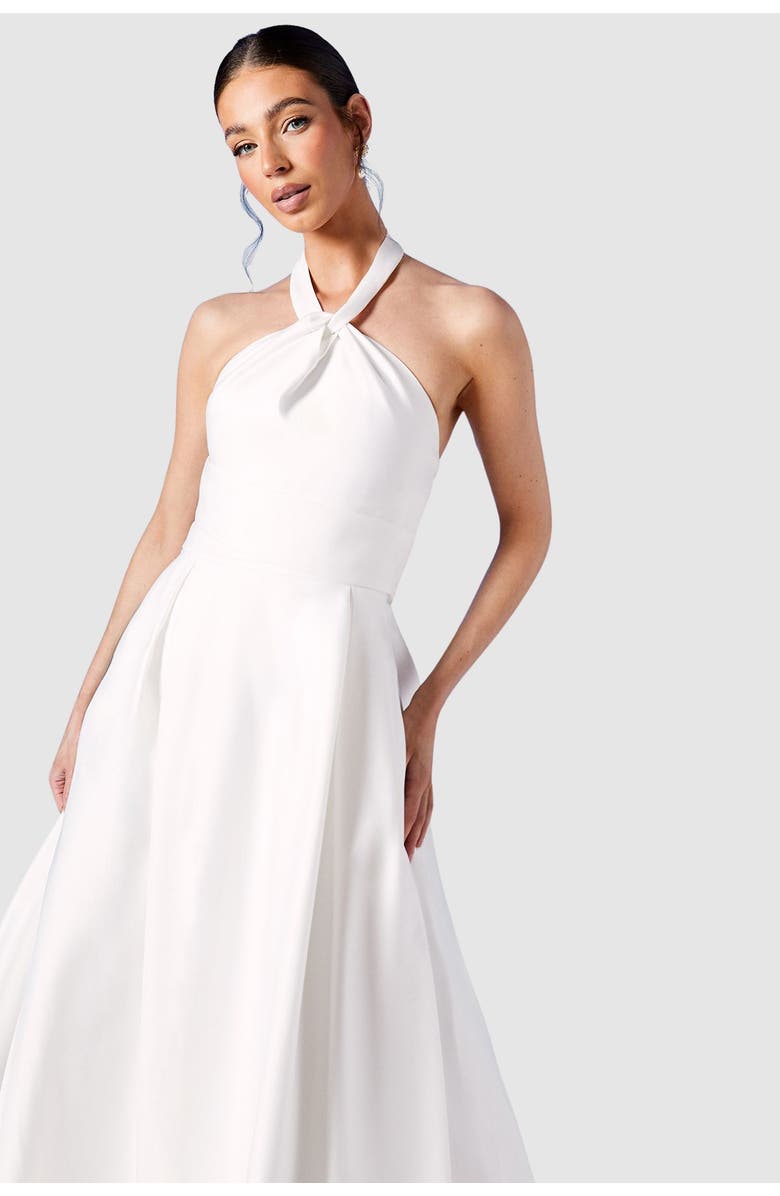 Coast Satin Halterneck Wedding Dress, Alternate, color, Ivory