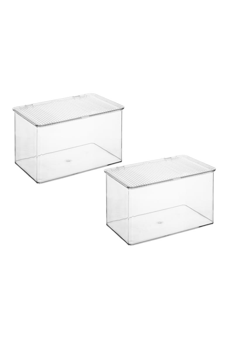 Large 2-Pack Storage Bins with Lids, Main, color, CLEAR