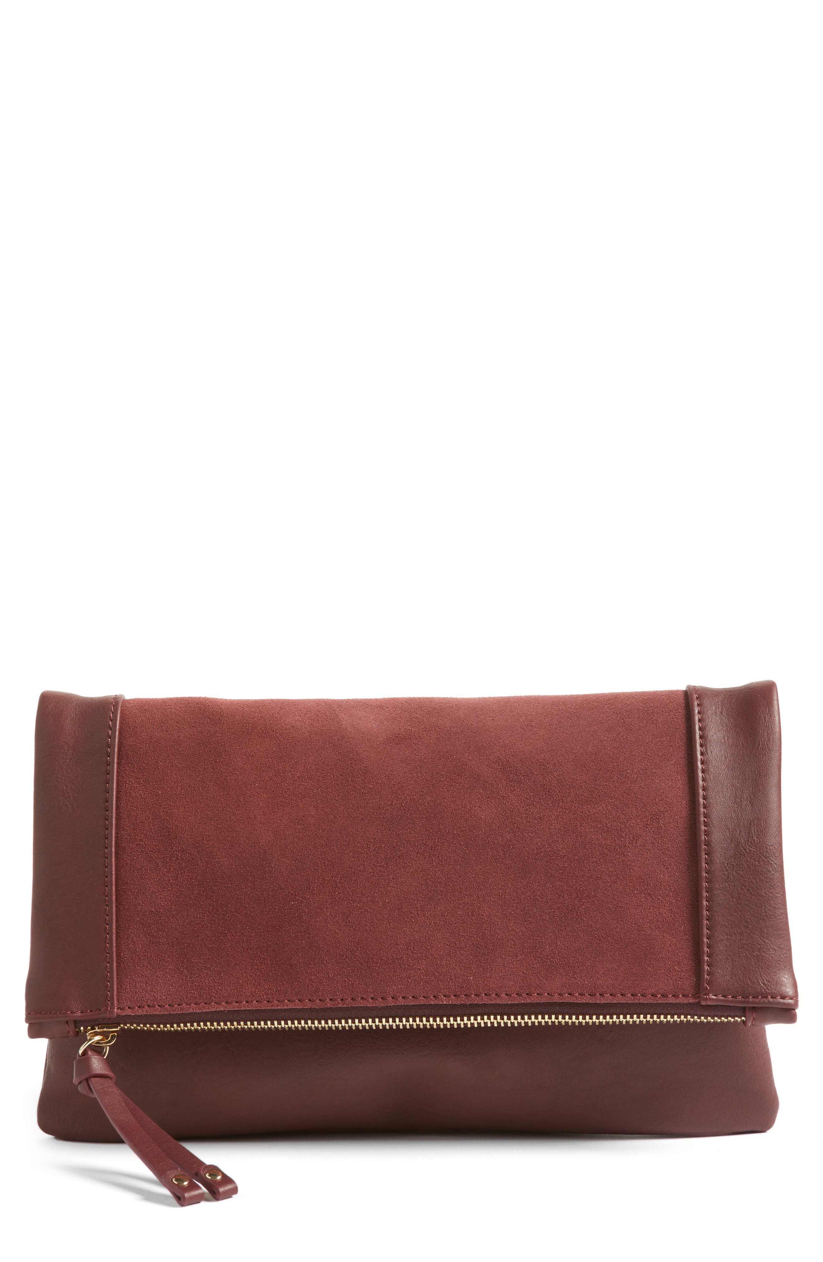 Sole Society Jemma Suede Clutch, Main, color, 