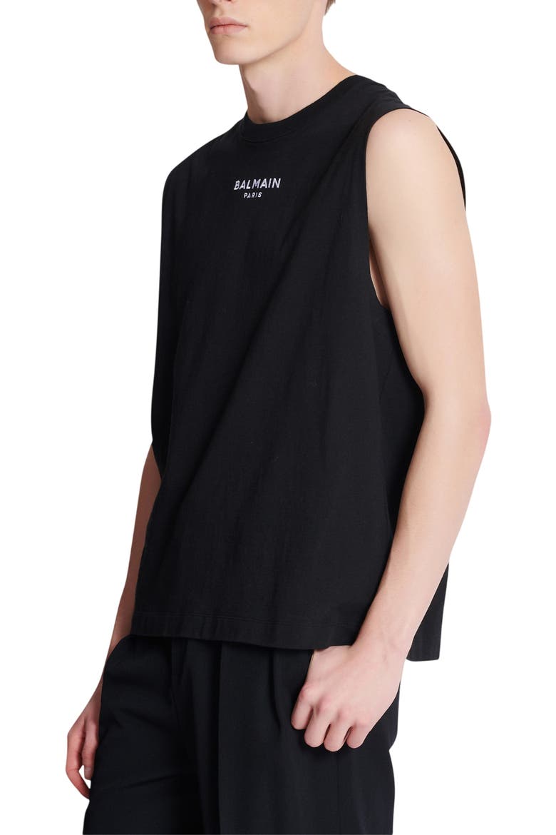Embroidered Balmain Paris tank top, Alternate, color, black