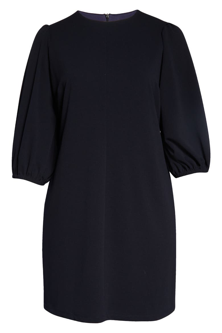 Three-Quarter Sleeve Scuba Crepe Dress, Alternate, color, TWILIGHT NAVY