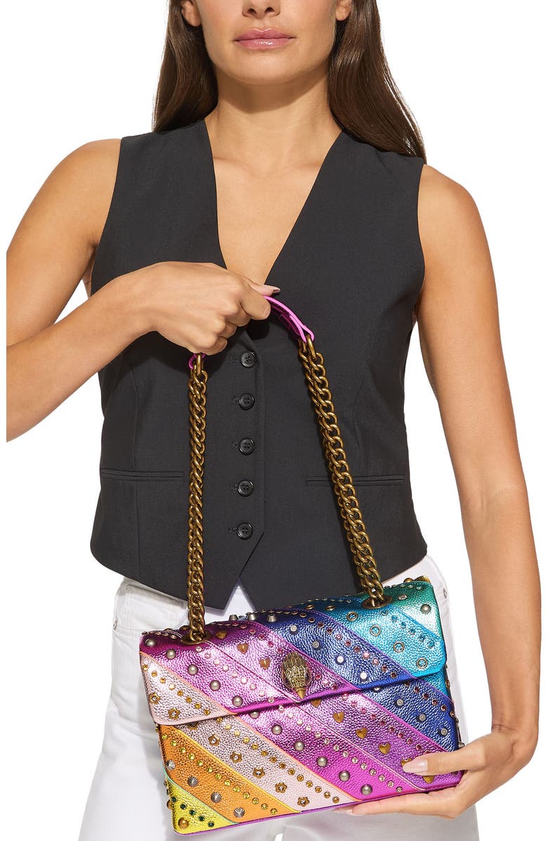 Kurt Geiger London Kensington Studded Shoulder Bag, Alternate, color, Purple Multi