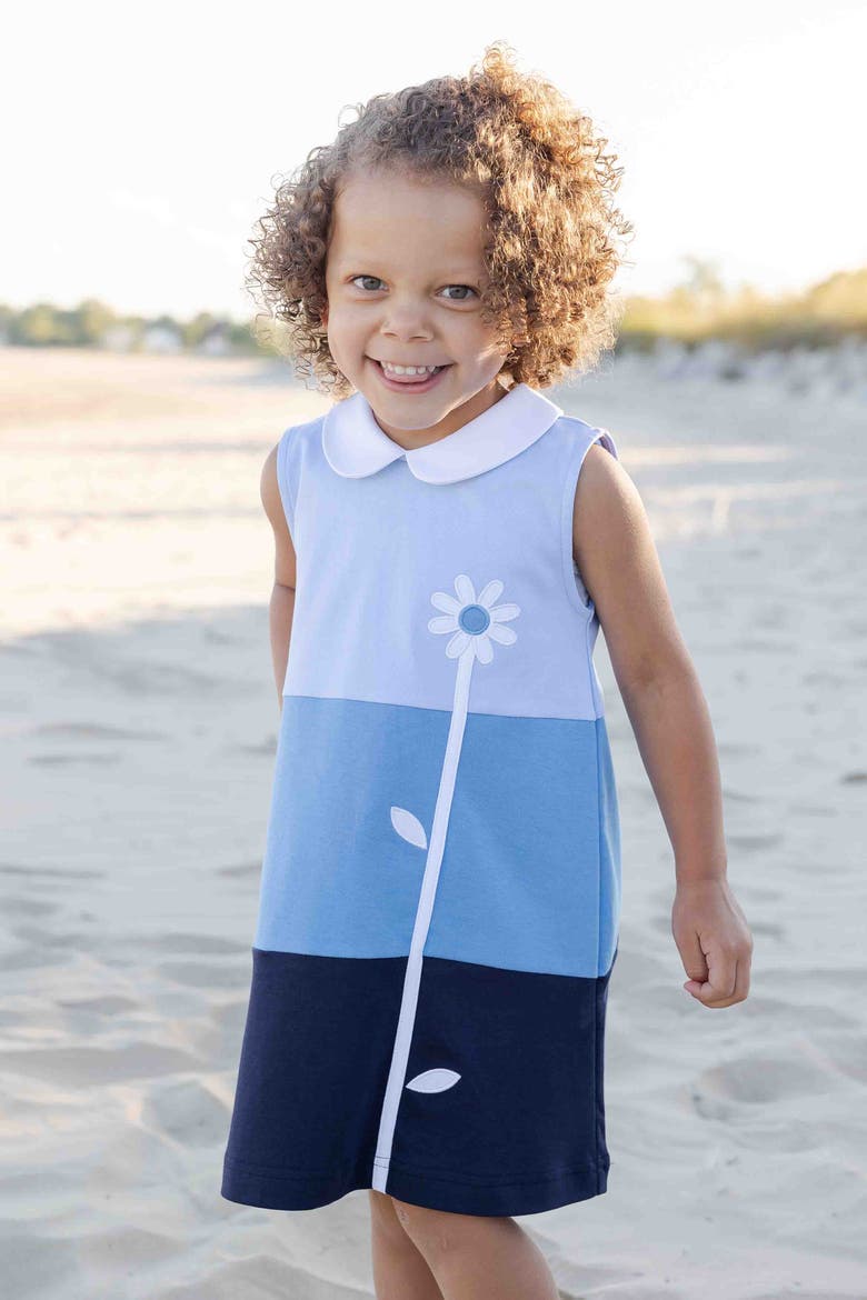Colorblock Knit Dress With Flower, Alternate, color, Blue
