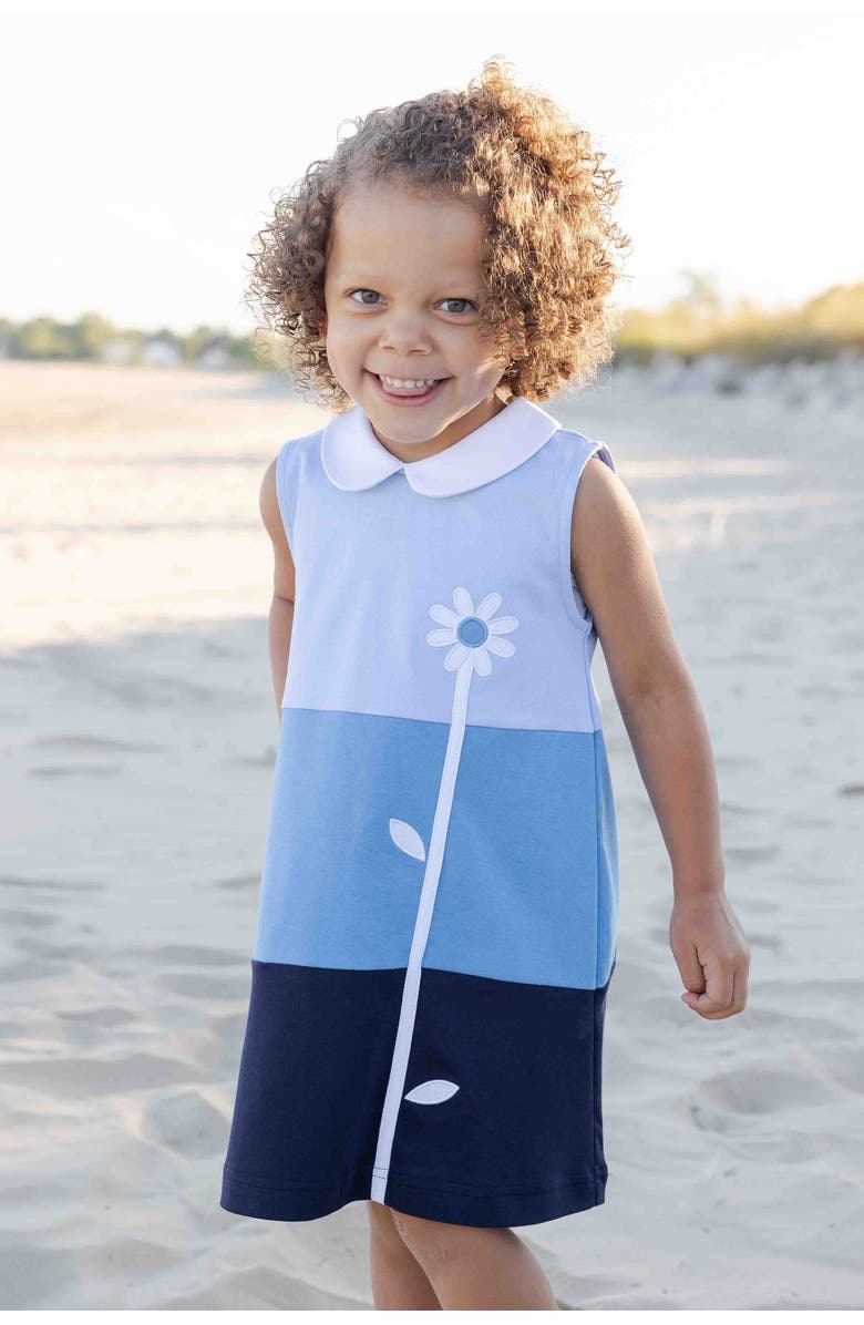 Florence Eiseman Colorblock Knit Dress With Flower, Alternate, color, Blue