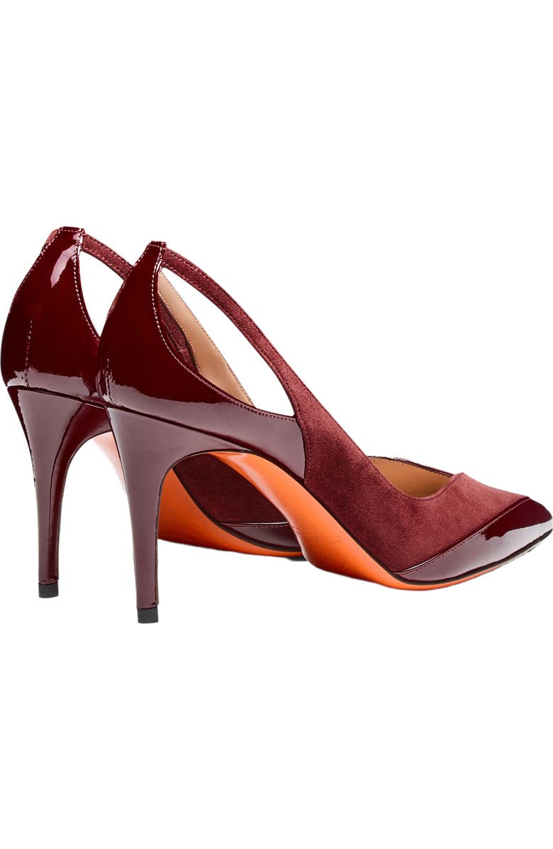 Santoni Women's patent leather and suede high-heel pump, Alternate, color, Burgundy