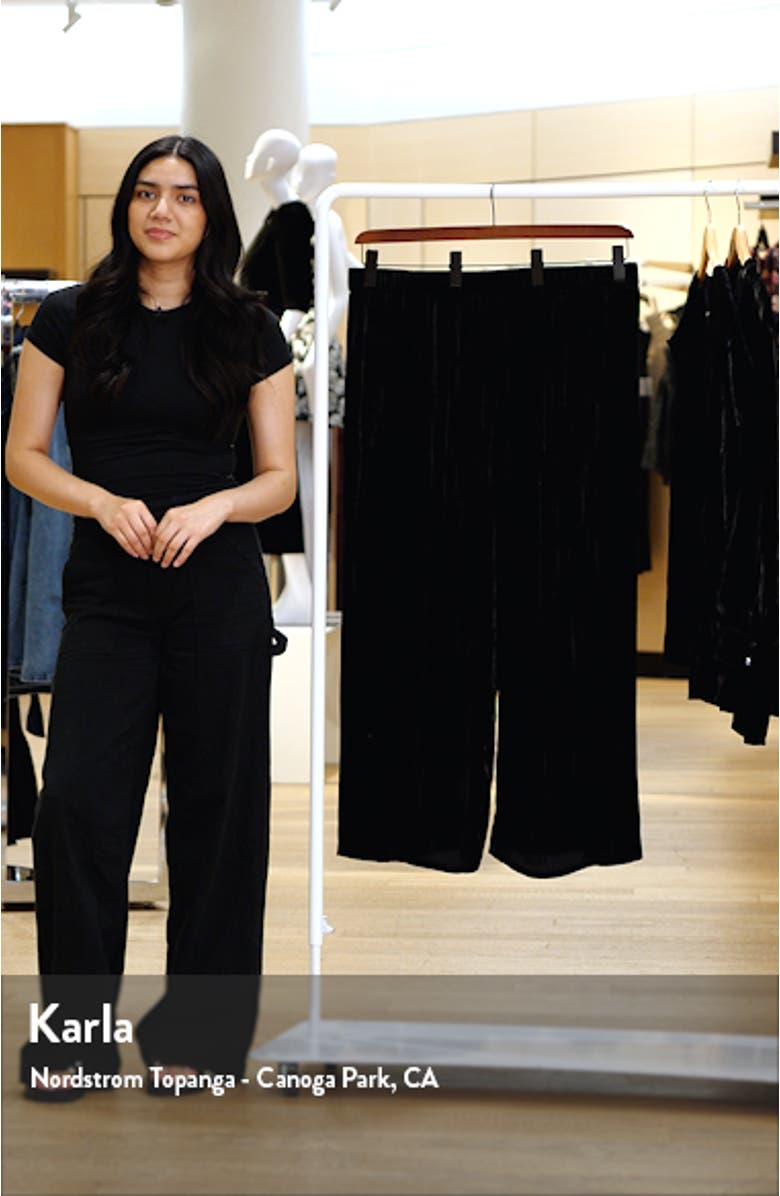 Wide Leg Crushed Velvet Ankle Pants