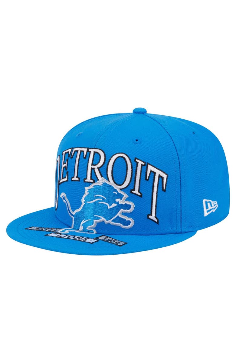 New Era Men's New Era Blue Detroit Lions  Oversized 59FIFTY Fitted Hat, Alternate, color, Blue
