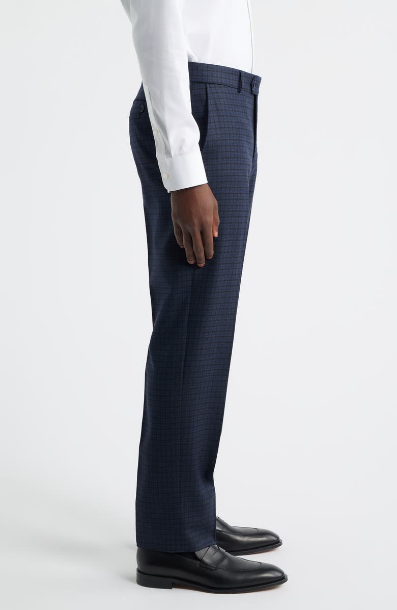 Berle Multicolor Check Wool Dress Pants, Alternate, color, Navy