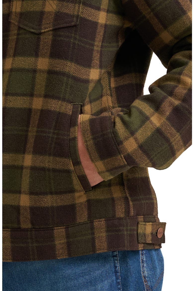 Plaid Jacket with Faux Shearling Collar, Alternate, color, OLIVE PLD
