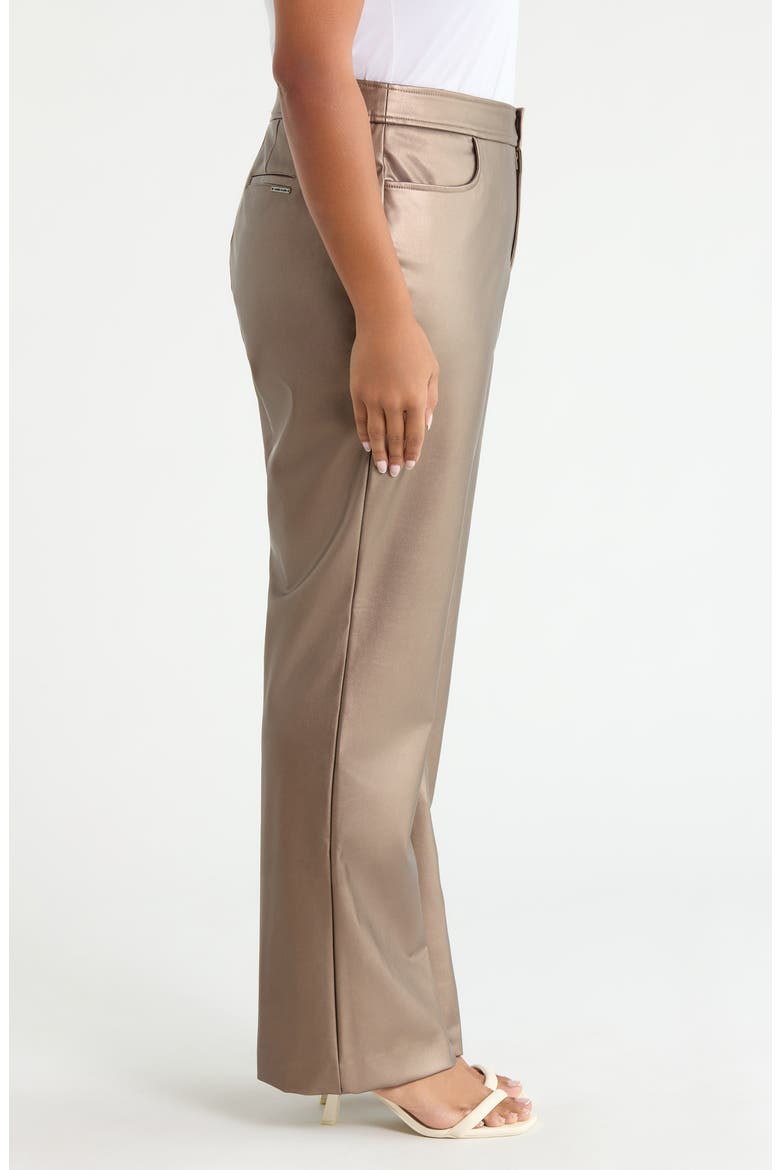 Metallic Faux Leather Bootleg Pants, Alternate, color, NATURAL CLAY METALLI
