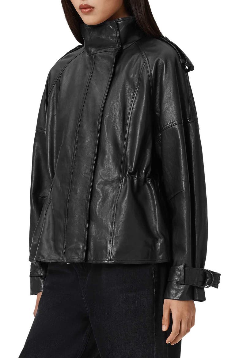 Serne Leather Jacket, Alternate, color, BLACK
