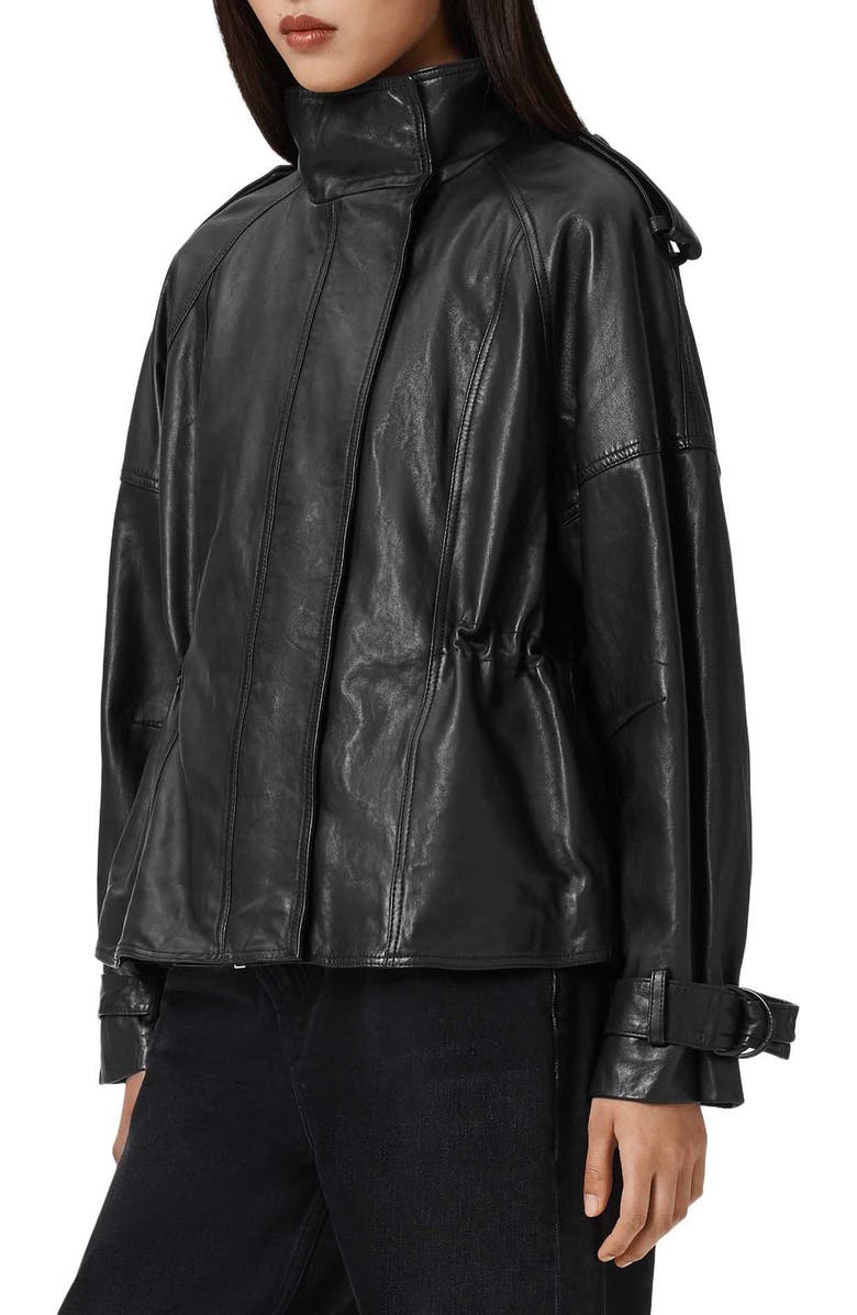 AllSaints Serne Leather Jacket, Alternate, color, Black