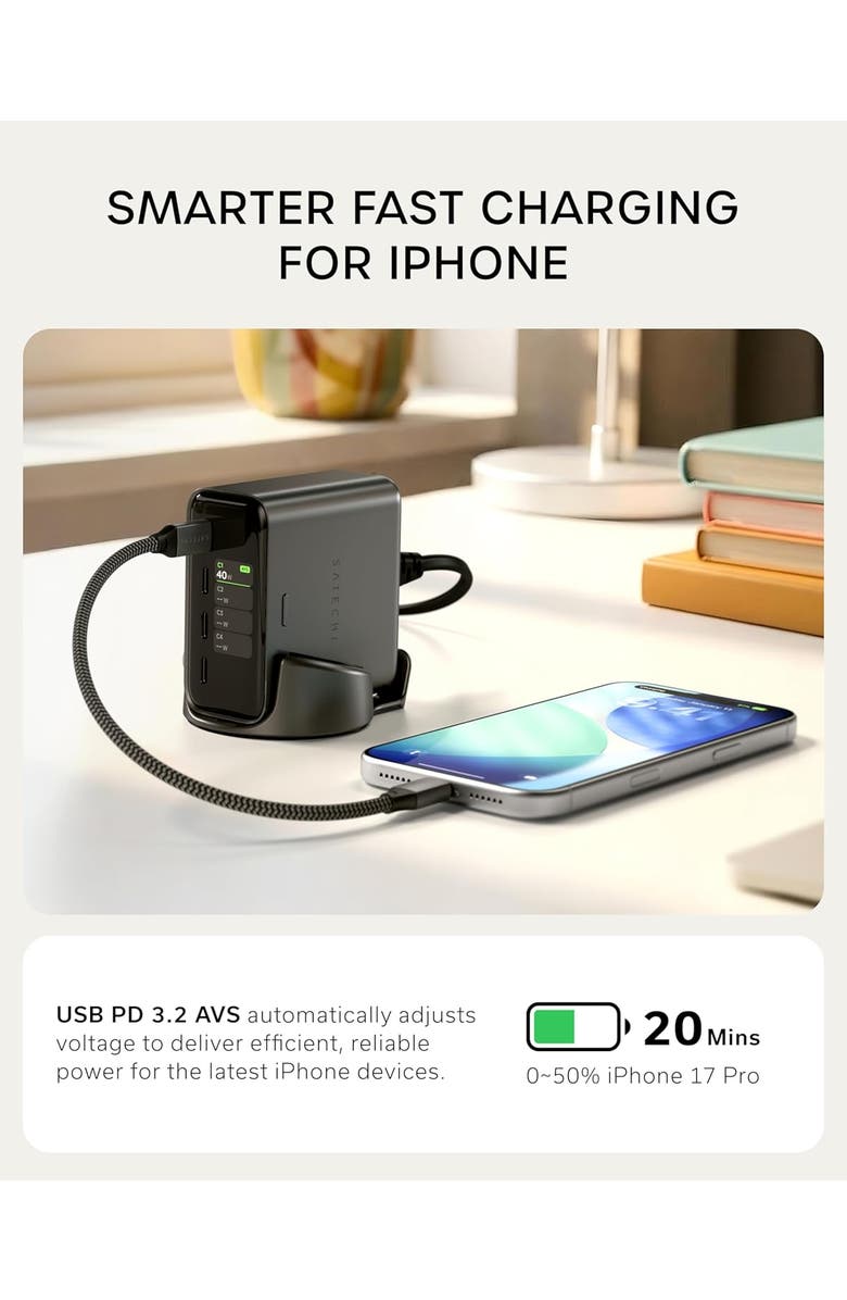 Satechi 140W Desktop Charger with Digital Display, Alternate, color, Space Black