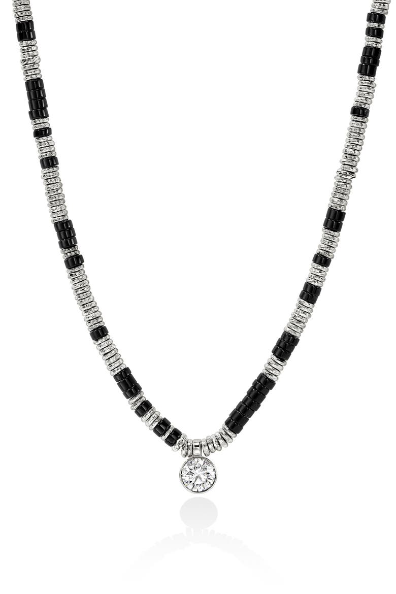 JH Lovestruck™ Heishi Pendant Necklace, Sterling Silver, Hardstones, Lab-Grown Diamond, 1.25TCW, Main, color, SILVER