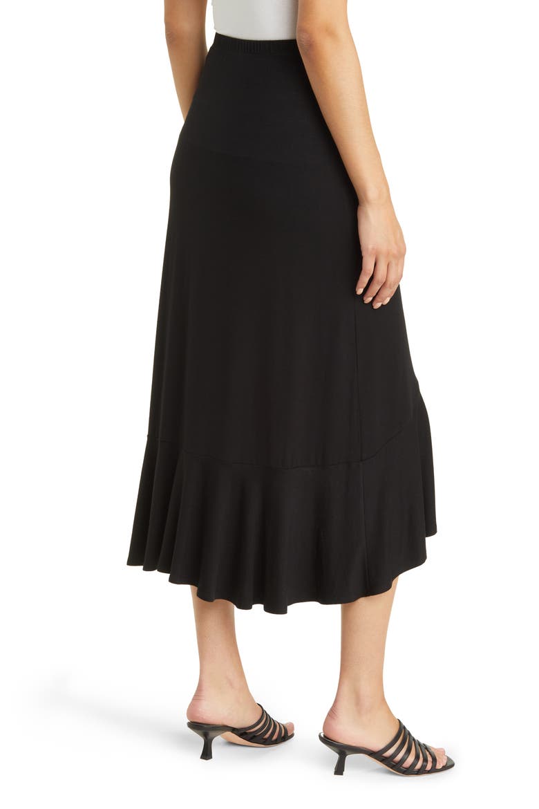 Flounce Midi Skirt, Alternate, color, BLACK