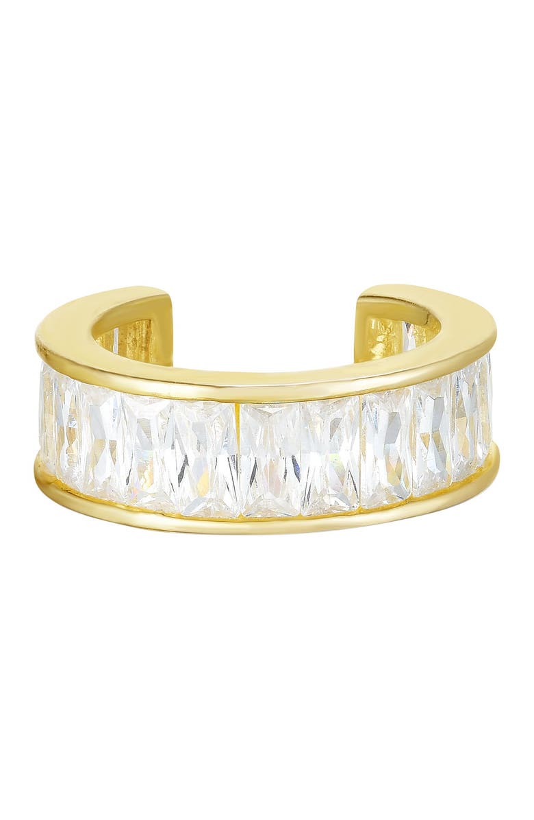 SPHERA MILANO 14K Yellow Gold Plated Sterling Silver Baguette-Cut CZ Ear Cuff, Main, color,