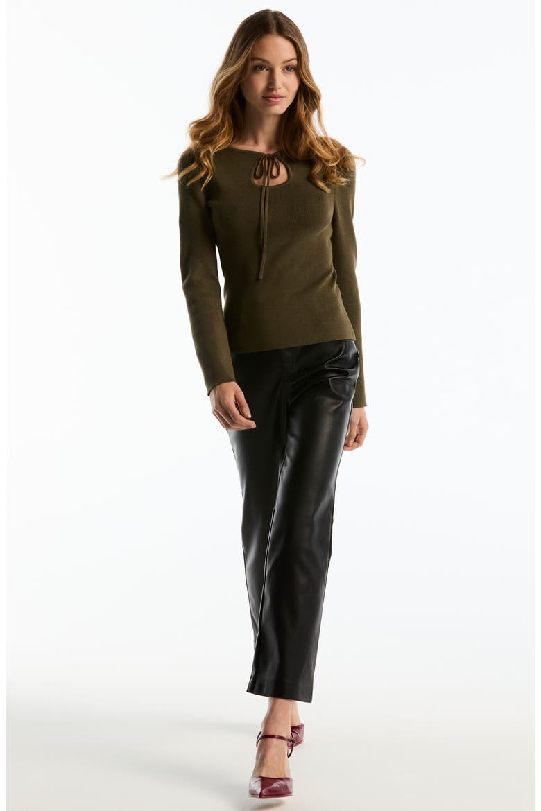 Wide Neck Keyhole Sweater, Alternate, color, OLIVE NIGHT