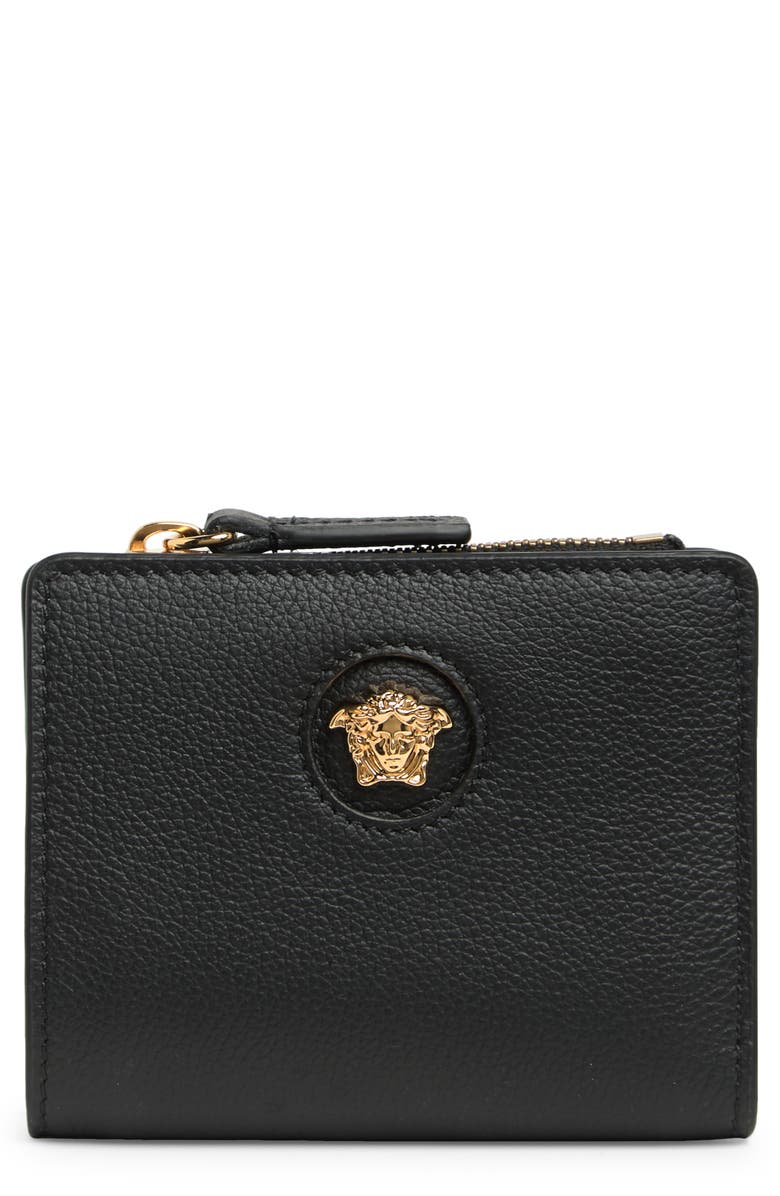 Versace La Medusa Bifold Leather Wallet, Main, color, 