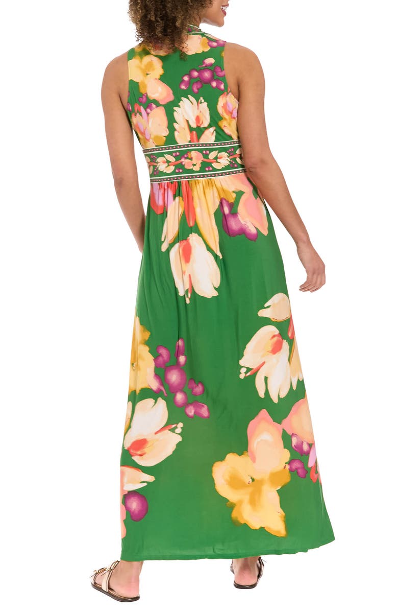 London Times V-Neck Maxi Dress, Alternate, color, Green/ Yellow