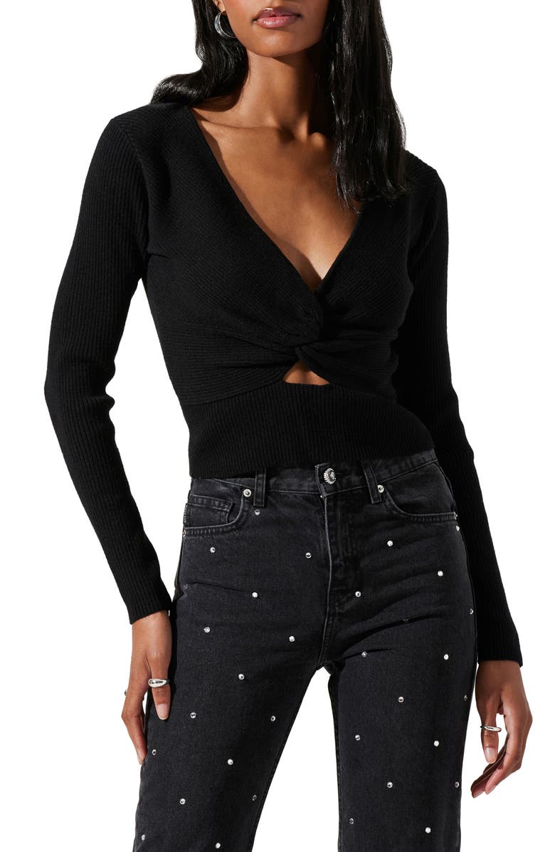 ASTR the Label Rylee Twist Front Rib Sweater, Main, color,