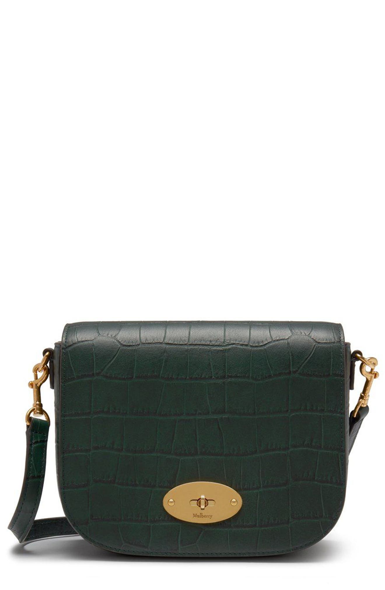 Mulberry Small Darley Croc Embossed Leather Crossbody Bag, Main, color, 