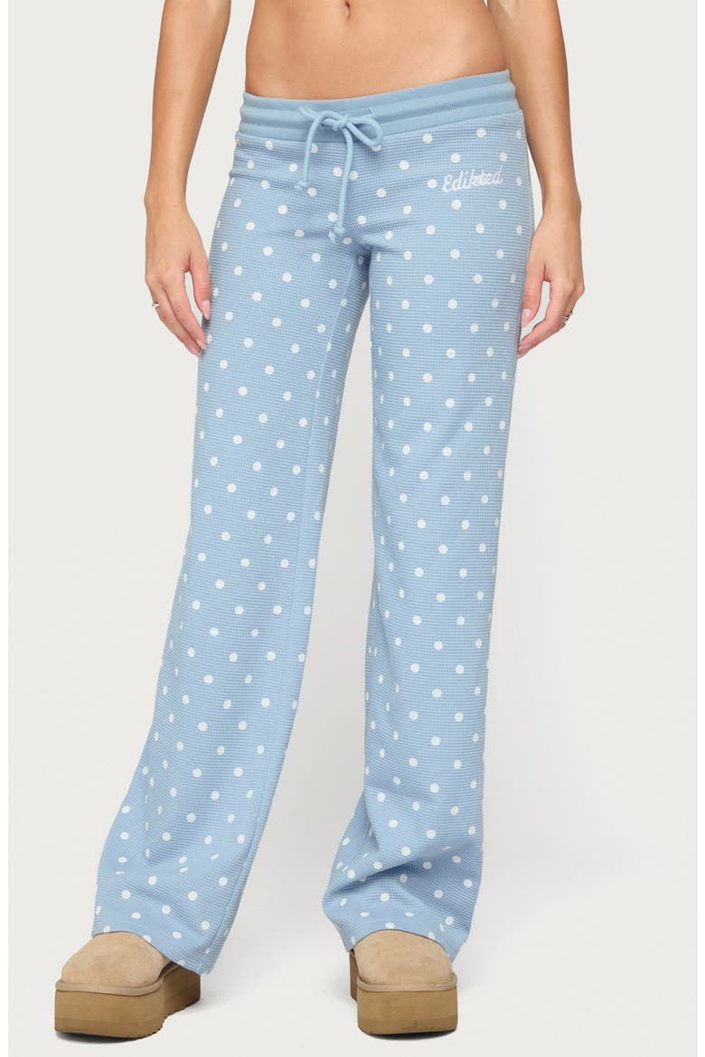 Dilly Polka Dot Waffle Pants, Main, color, BLUE