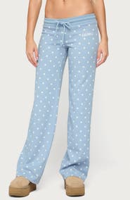 EDIKTED Dilly Polka Dot Waffle Pants