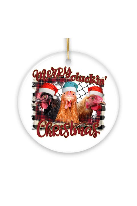 Merry Cluckin Christmas Chicken Ornament