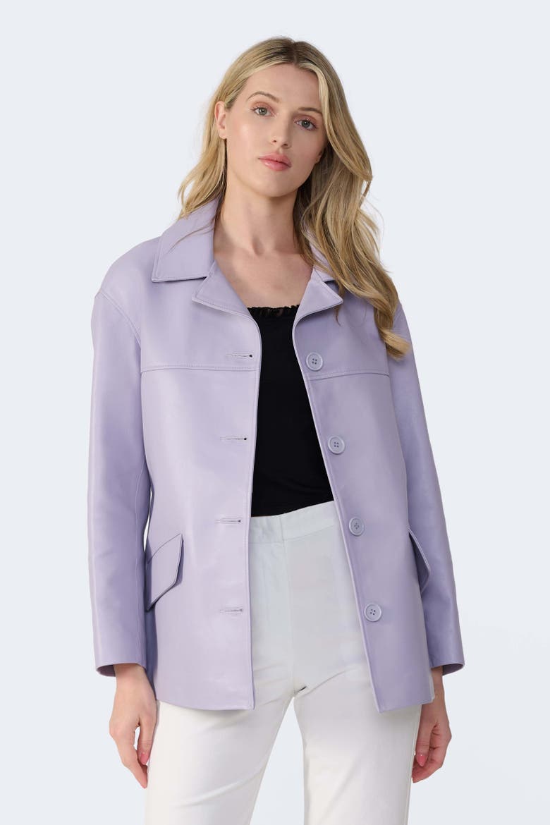 Colette Leather Jacket, Alternate, color, Lilac