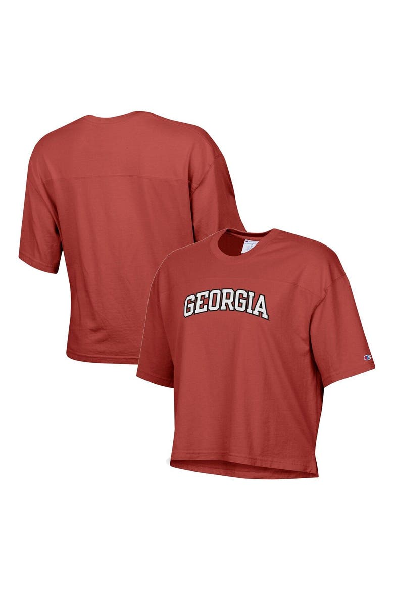 Women's Champion Red Georgia Bulldogs Vintage Wash Boxy Cropped T-Shirt, Main, color, Red