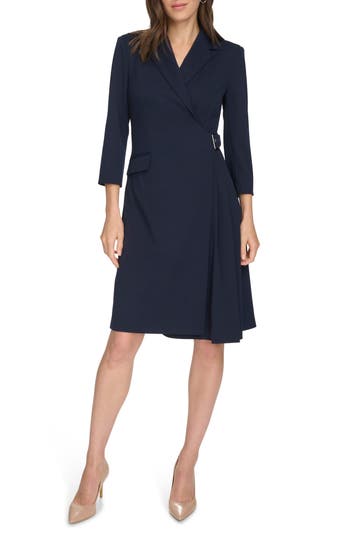 CALVIN KLEIN CALVIN KLEIN BUCKLE WRAP BLAZER DRESS