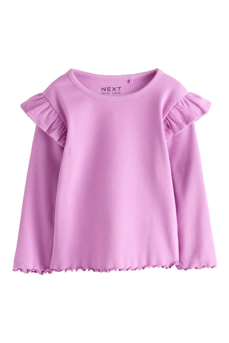 Kids' Frill Stretch Cotton Rib T-Shirt, Main, color, PURPLE