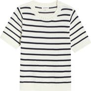 SUGARLIPS Tessie Stripe Short Sleeve Cotton Sweater