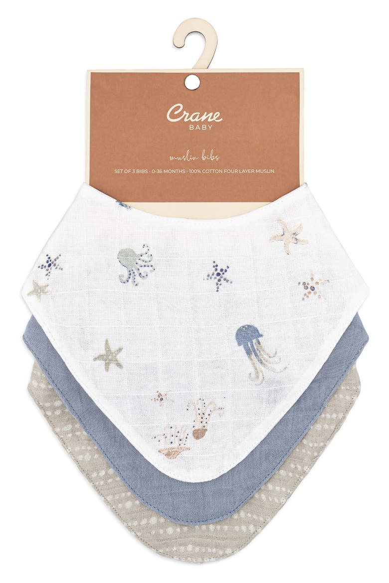 3-Pack Cotton Muslin Bandana Baby Bibs, Alternate, color, BLUE