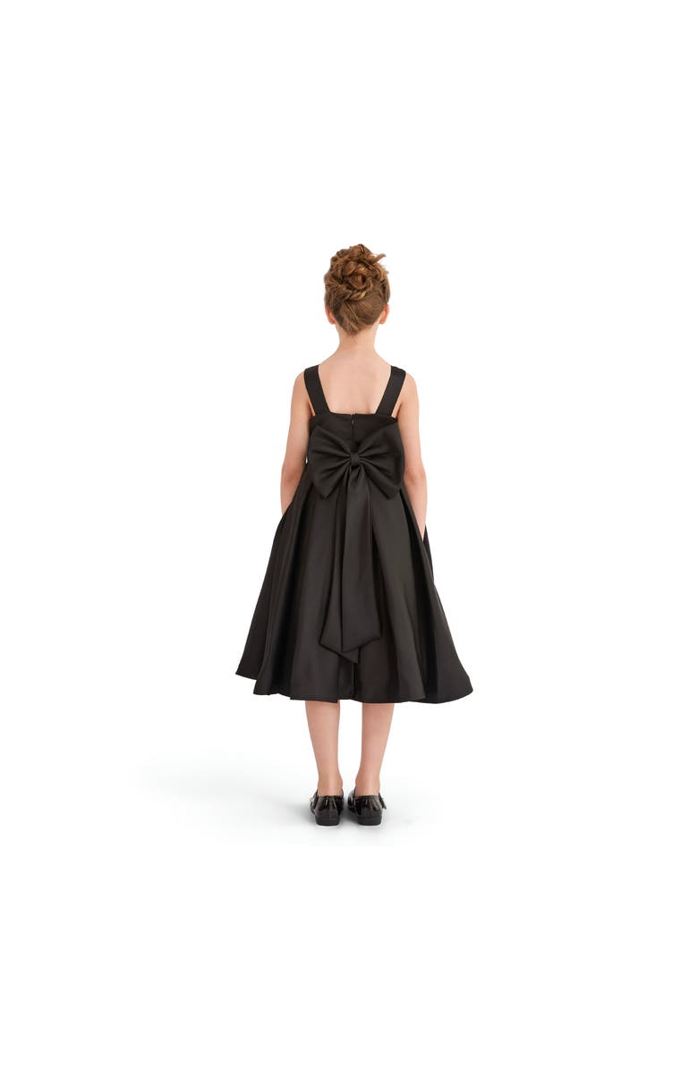 Tulleen Satin Bow-Back Dress, Alternate, color, Black