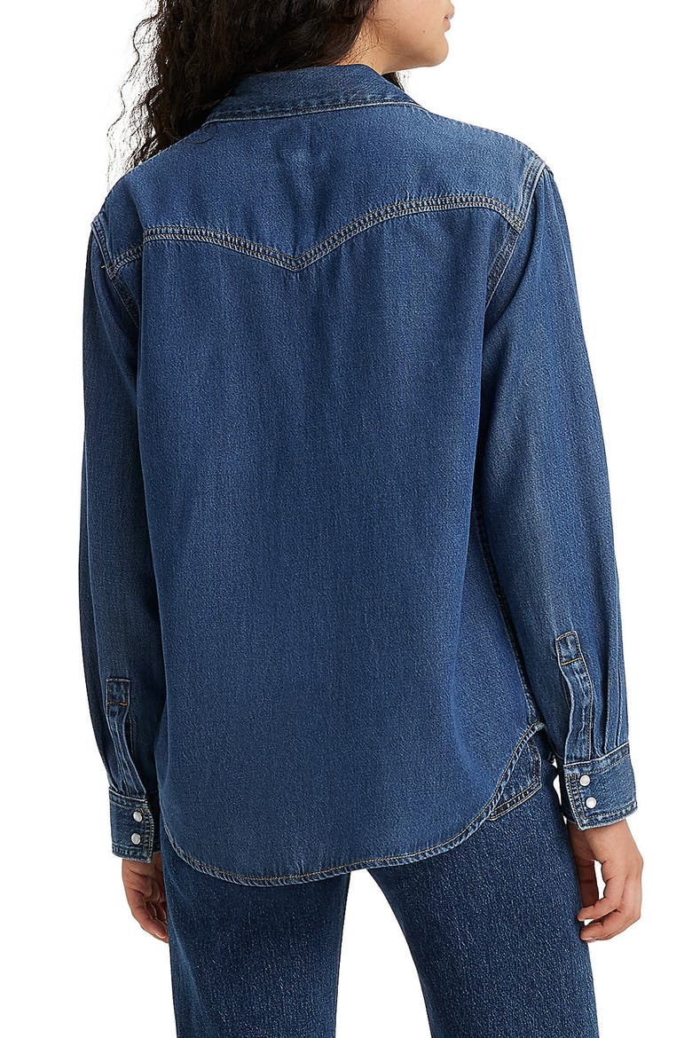 Teodora Western Snap-Up Chambray Shirt, Alternate, color, AIR SPACE 5