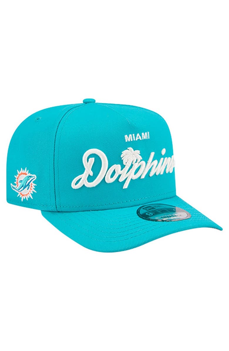 New Era Men's New Era  Aqua Miami Dolphins Local Play A-Frame 9FIFTY Snapback Hat, Main, color, Aqua
