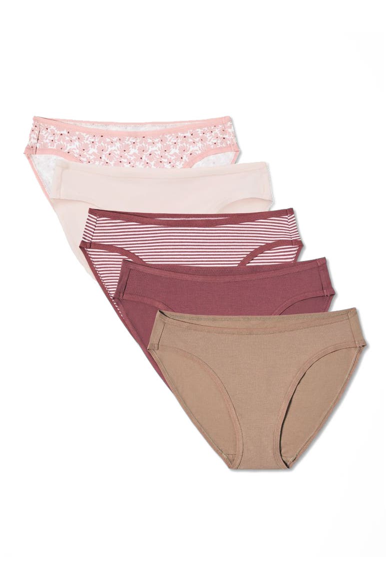 Everyday Classic Fit Bikini 5-Pack Made With Organic Cotton, Main, color, Everyday Lakeside Lilies