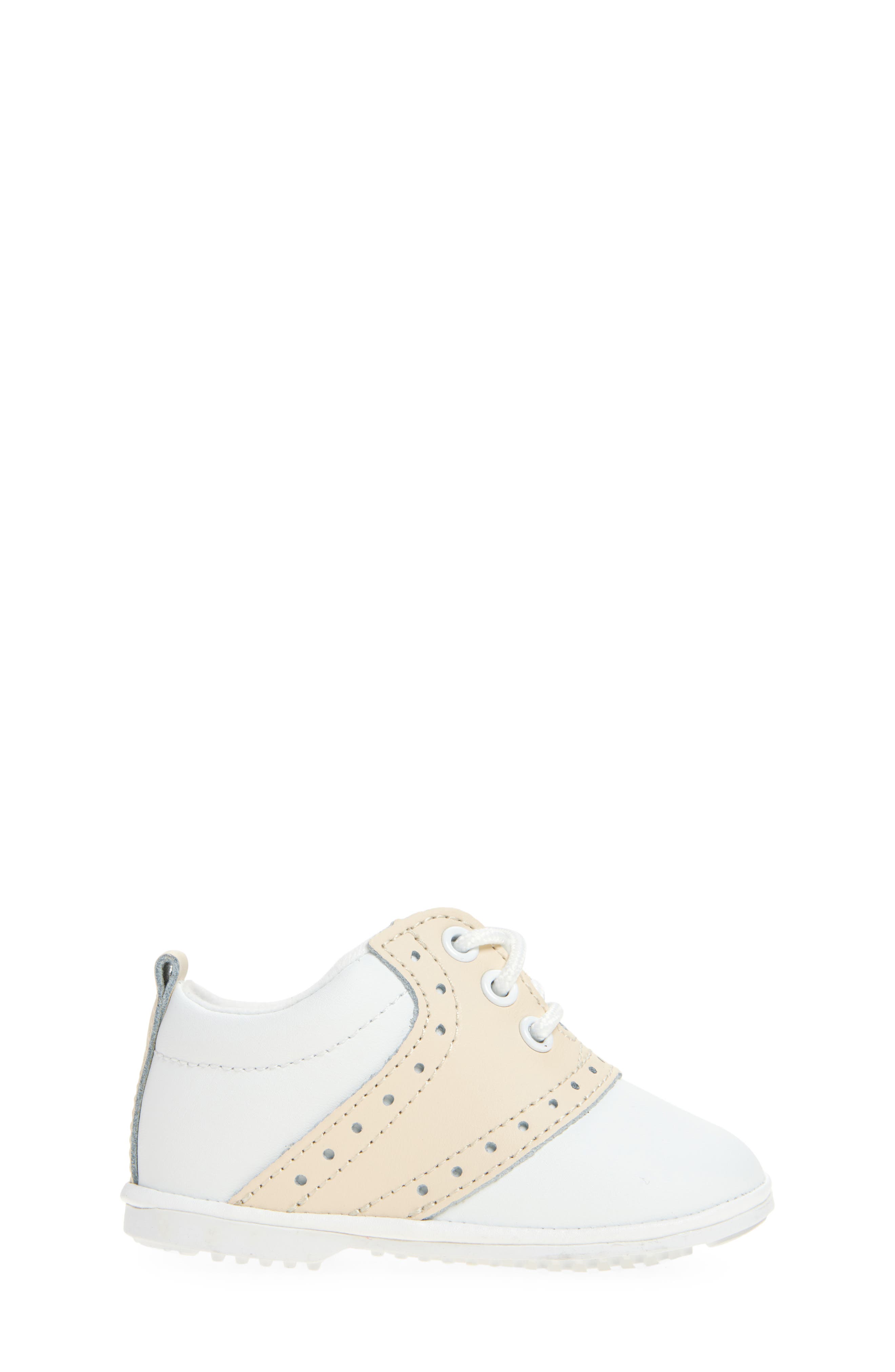L'AMOUR Addie Crib Shoe, Alternate, color, White/Beige