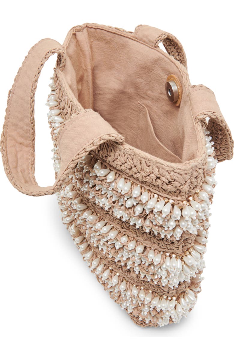 Dolce Vita Mallorca Raffia & Faux Pearl Tote, Alternate, color, Natural