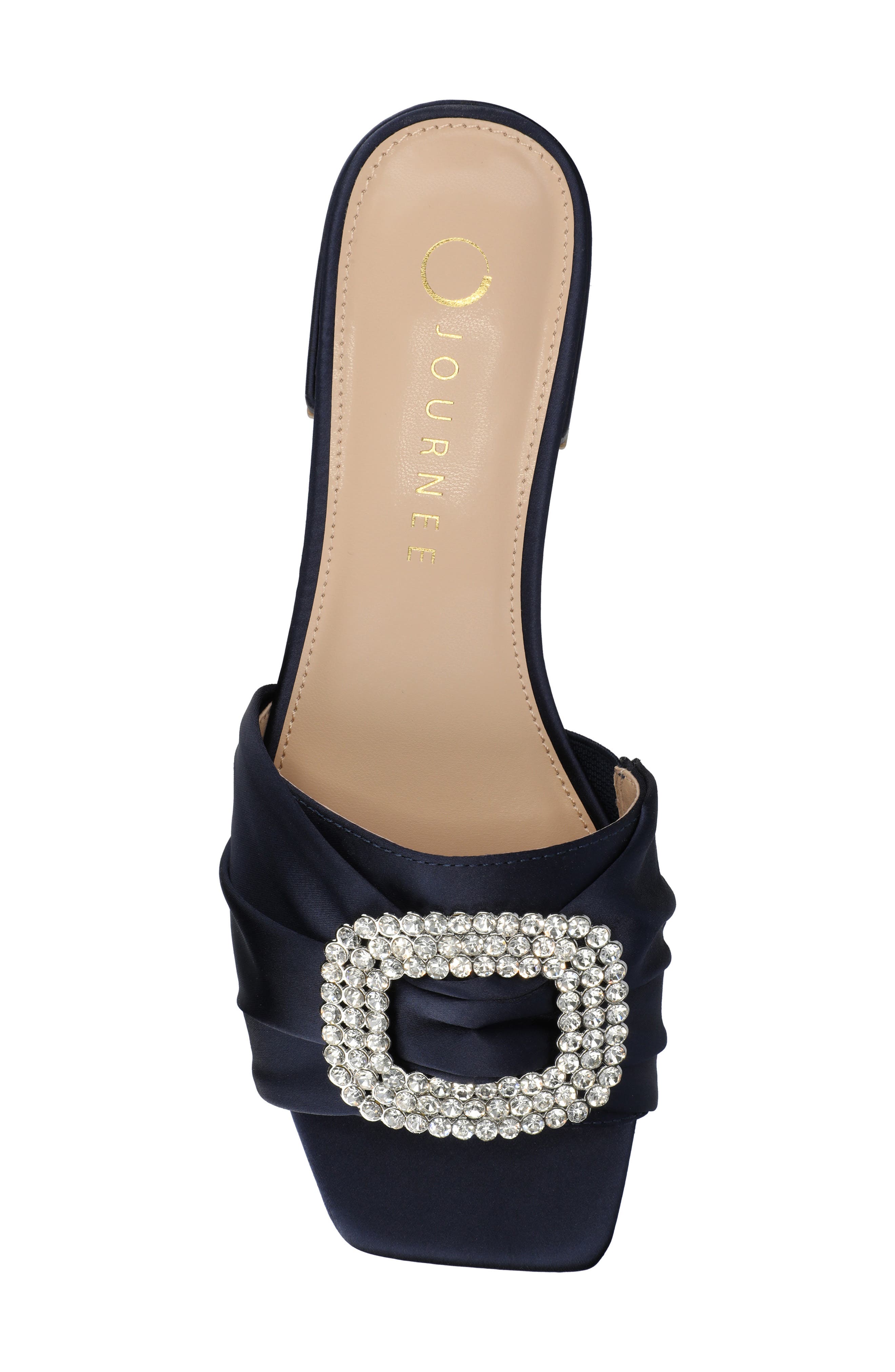 Flavia Rhinestone Buckle Slide Sandal, Alternate, color, NAVY