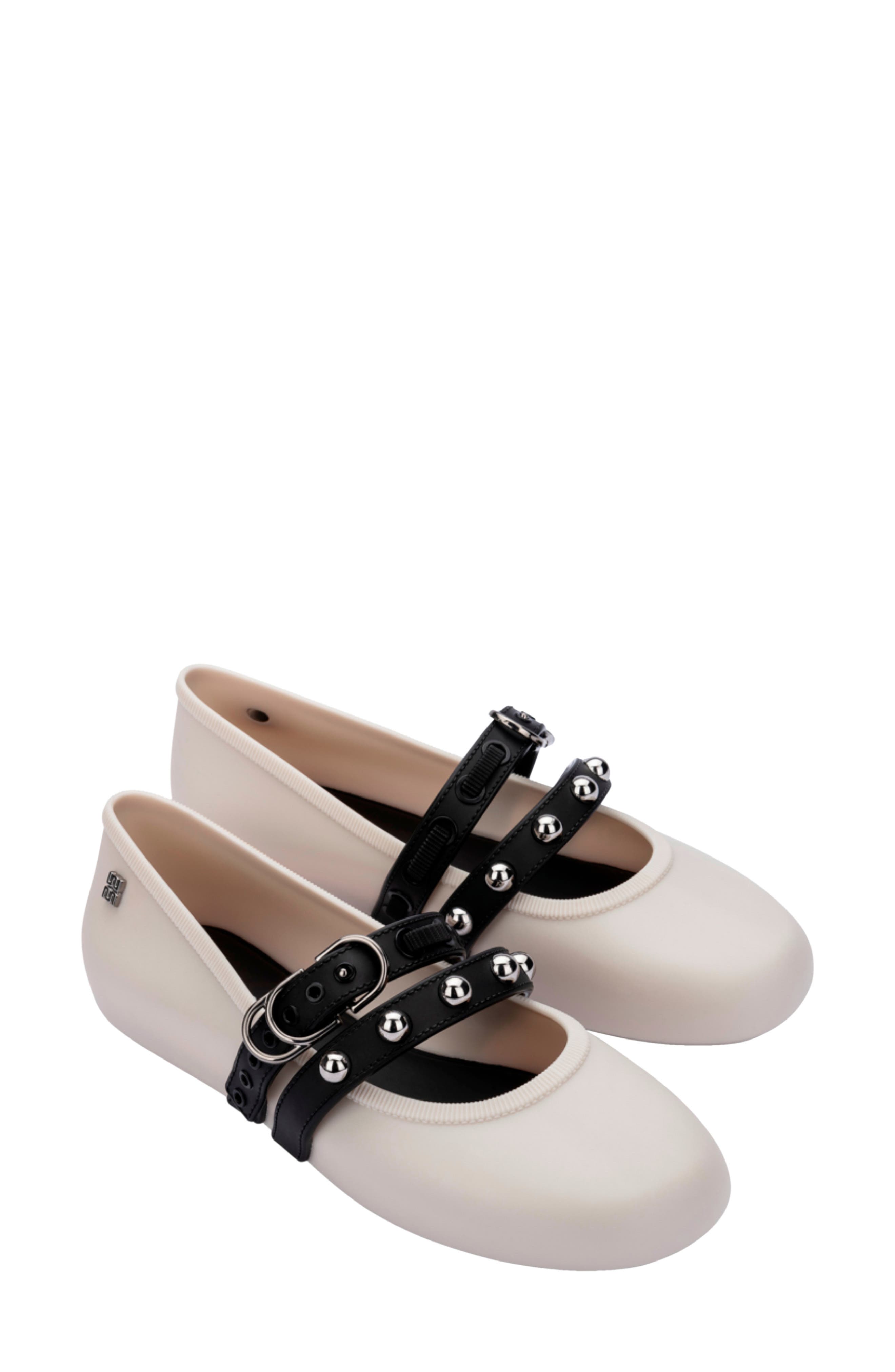 Stud Mary Jane Soft Ballerina Flat, Main, color, BEIGE/ BLACK