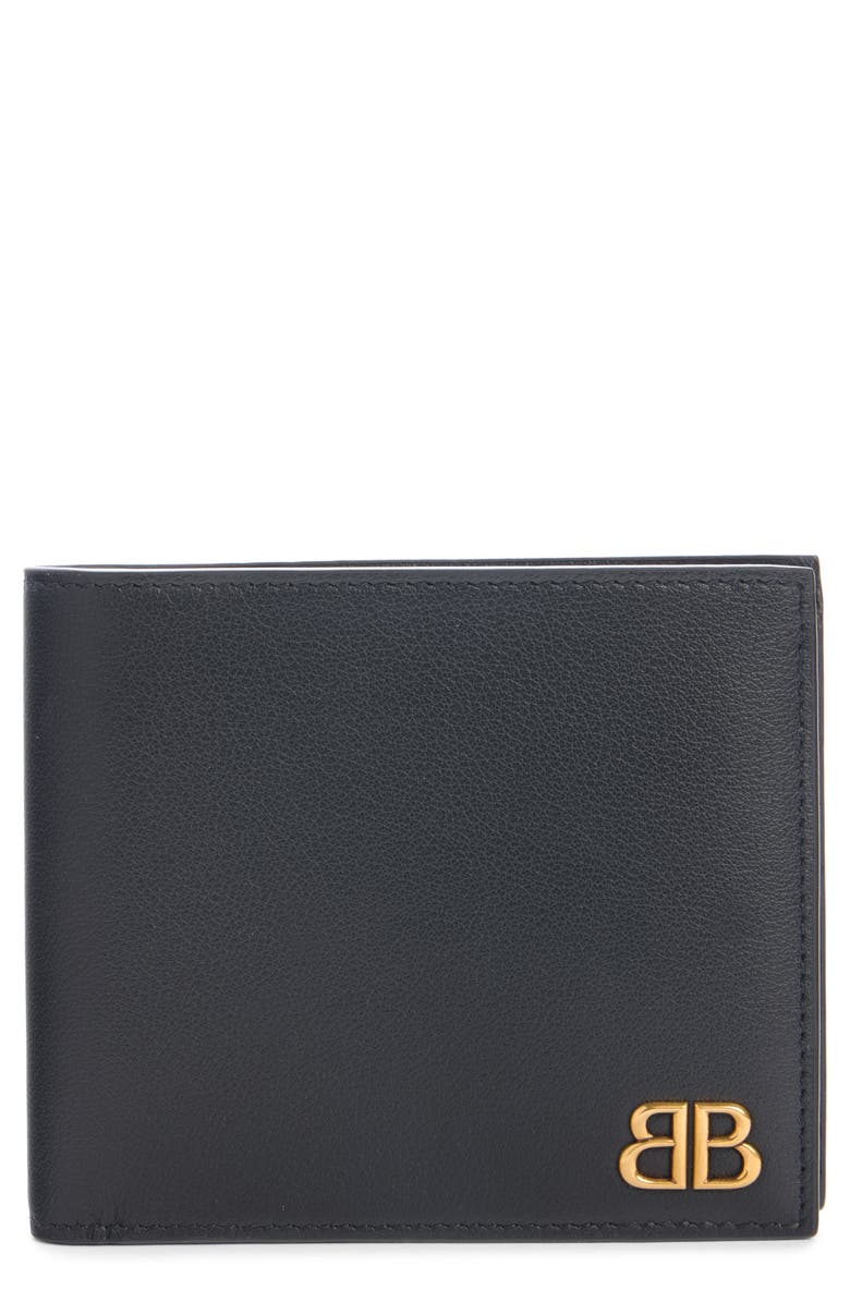 Balenciaga Monaco Leather Bifold Wallet, Main, color, Black