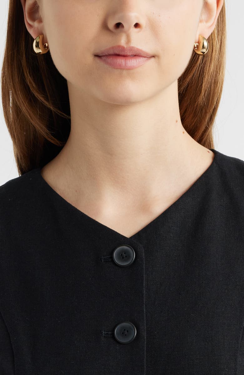 Open Edit Linen Blend Vest, Alternate, color, Black