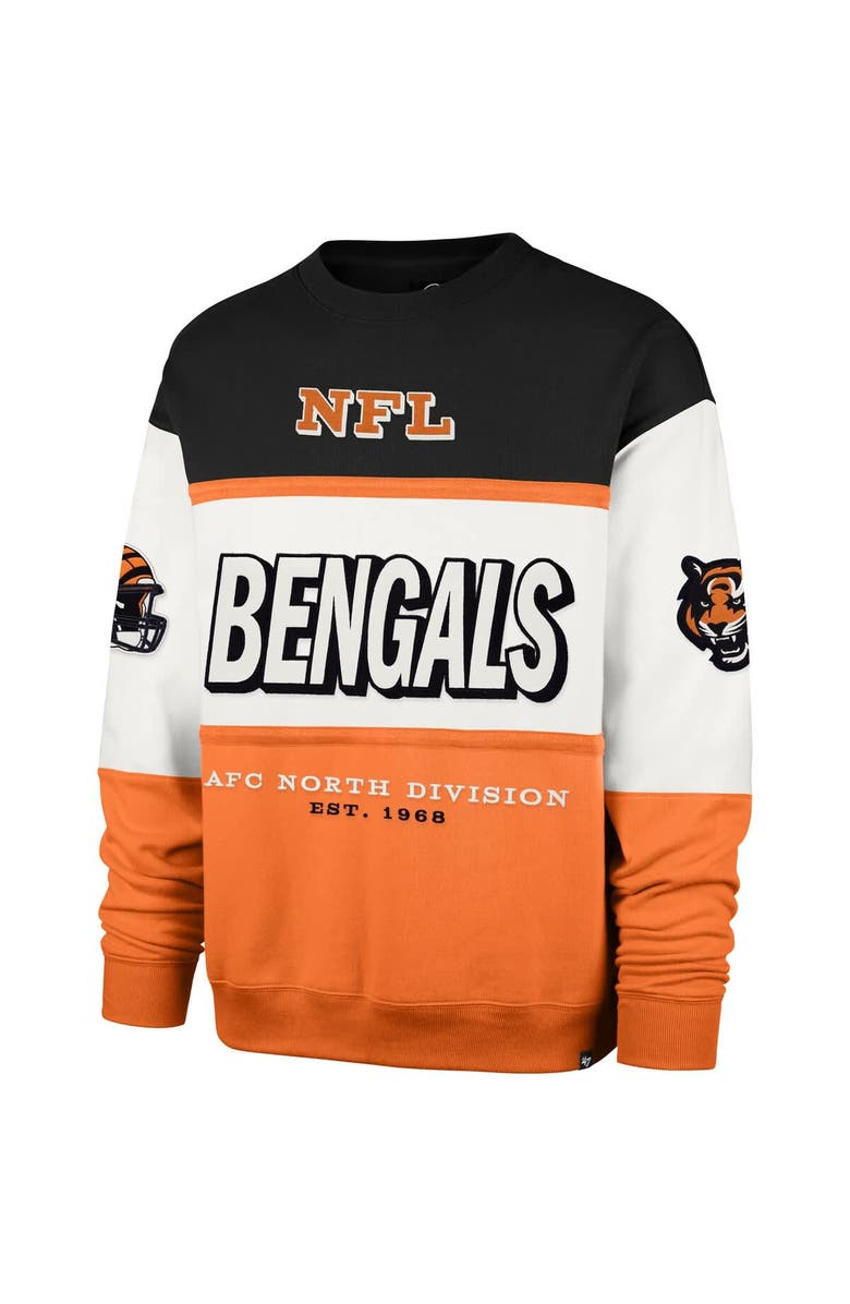 '47 Men's '47 Black/Orange Cincinnati Bengals Breeze Maximalist Sweatshirt, Alternate, color, Black