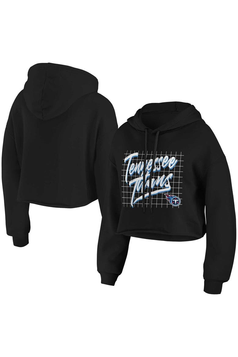 Women's WEAR by Erin Andrews Black Tennessee Titans Domestic Cropped Pullover Hoodie, Main, color, Black